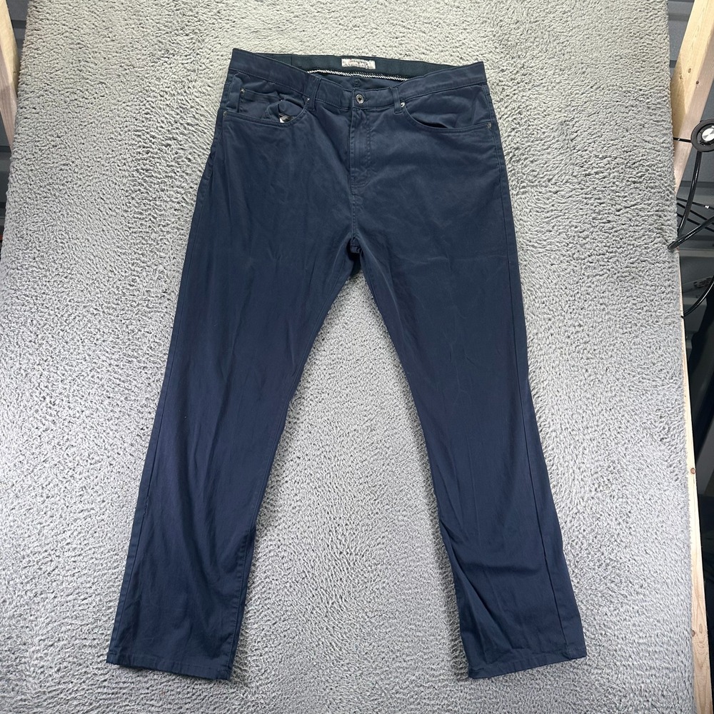 OneDayAway Pant Mens 38x32 Blue Cotton Chino Straight Business Office Stretch